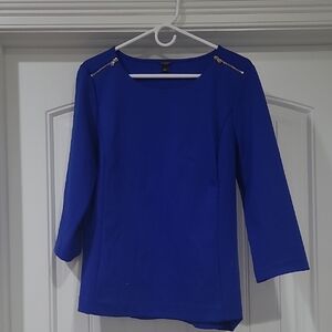 Ann Taylor Royal Blue Blouse with Zipper Accents